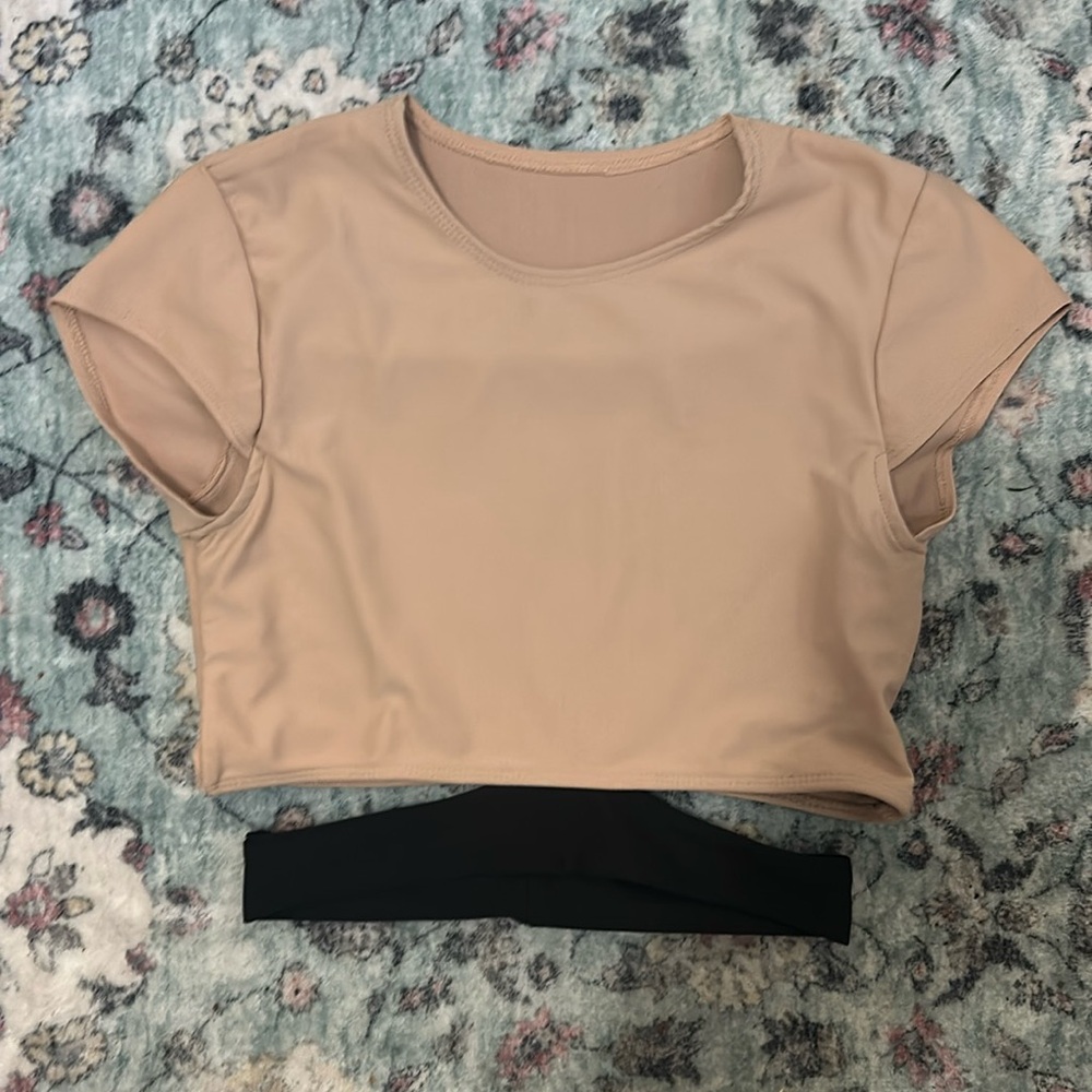 Five The Label Dance Crop Top, Beige/Black -Small